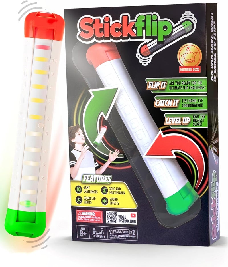 Stickflip How Many Flips can You Throw? | Electronic Flip Challenge Game | Auto-Counting Skill Toy for Kids, Teens & Adults | 10 Games Each with a High Score to Beat | Fun Gift & Party Game Ages 8+ - Image 1